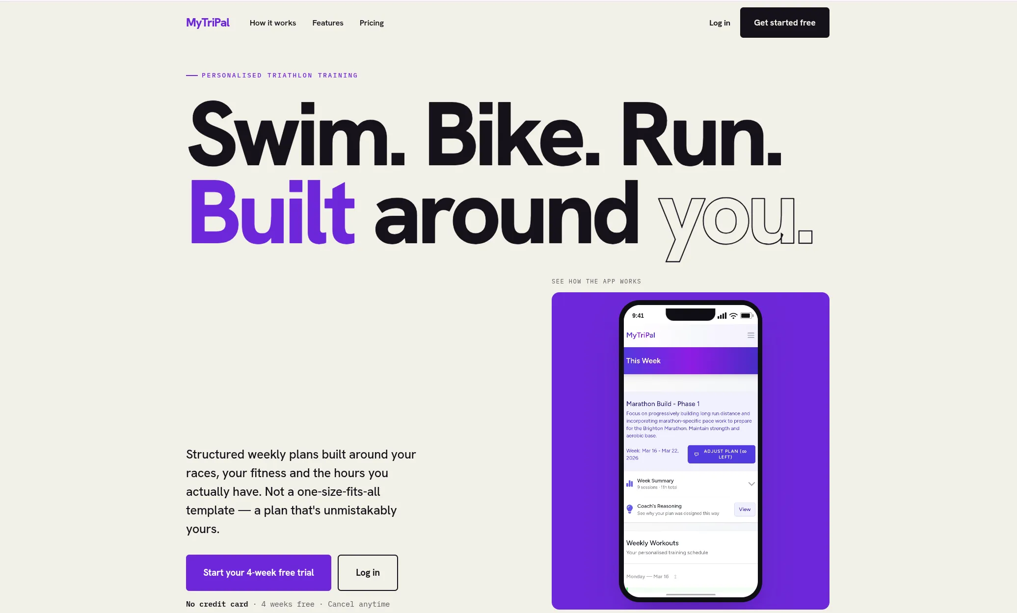 The MyTriPal web app landing page